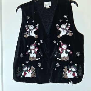Christopher & Banks Black Snowman Vest